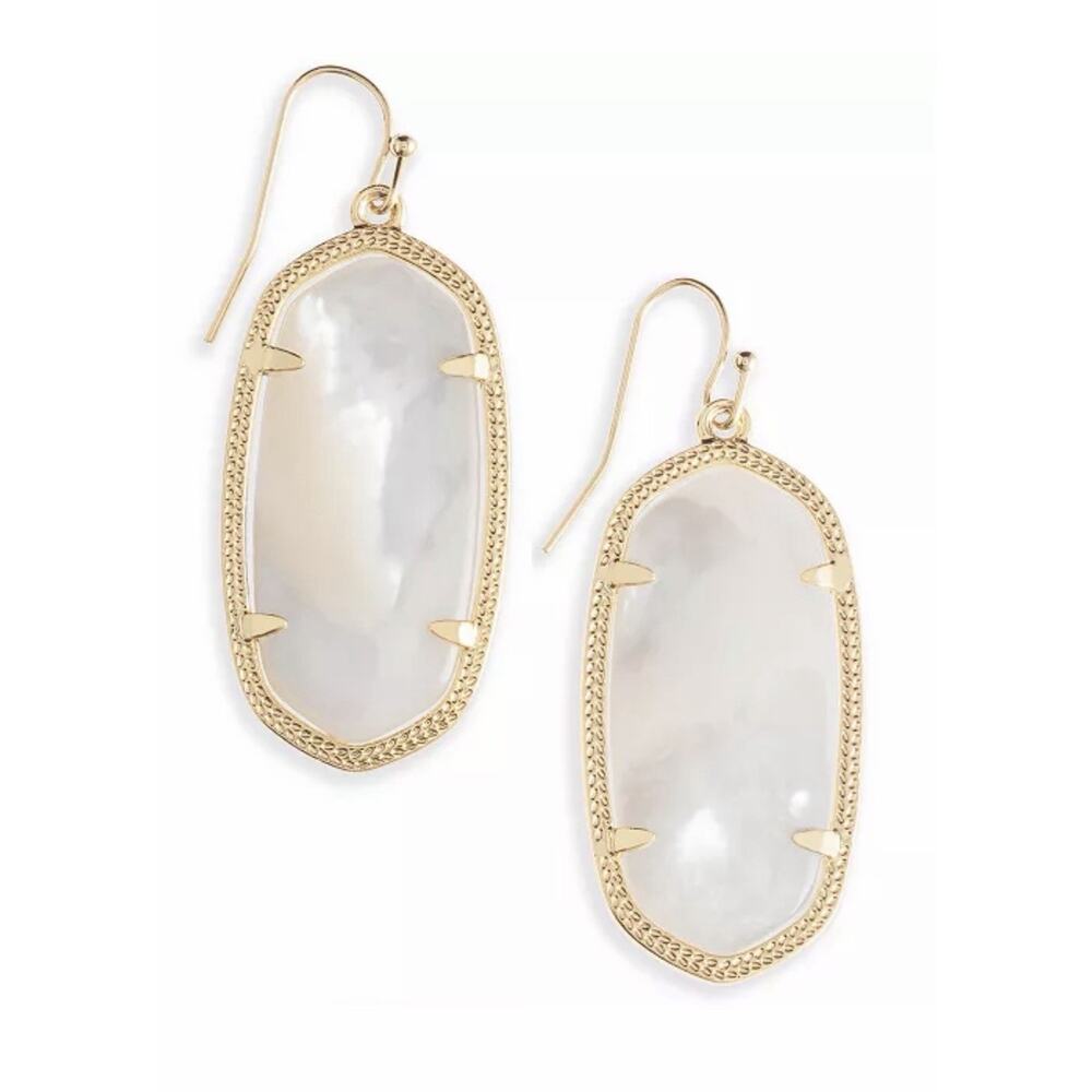 NEW Kendra Scott Elle Drop Earrings in Ivory Mother of Pearl Gold With Box $88 - Picture 2 of 10